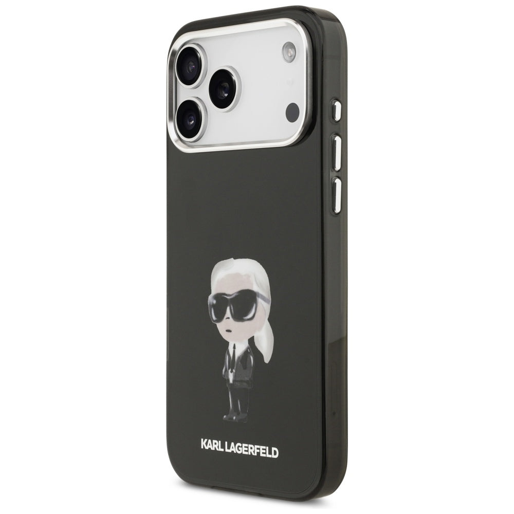 Husa MagSafe pentru Apple iPhone 17 Pro Max, Karl Lagerfeld, IML Aquarelle Karl Ikonik, Neagra
