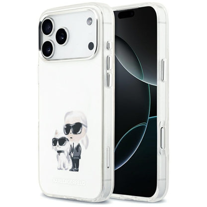 Husa MagSafe pentru Apple iPhone 17 Pro Max, Karl Lagerfeld, IML Aquarelle Logo Karl & Choupette, Alba