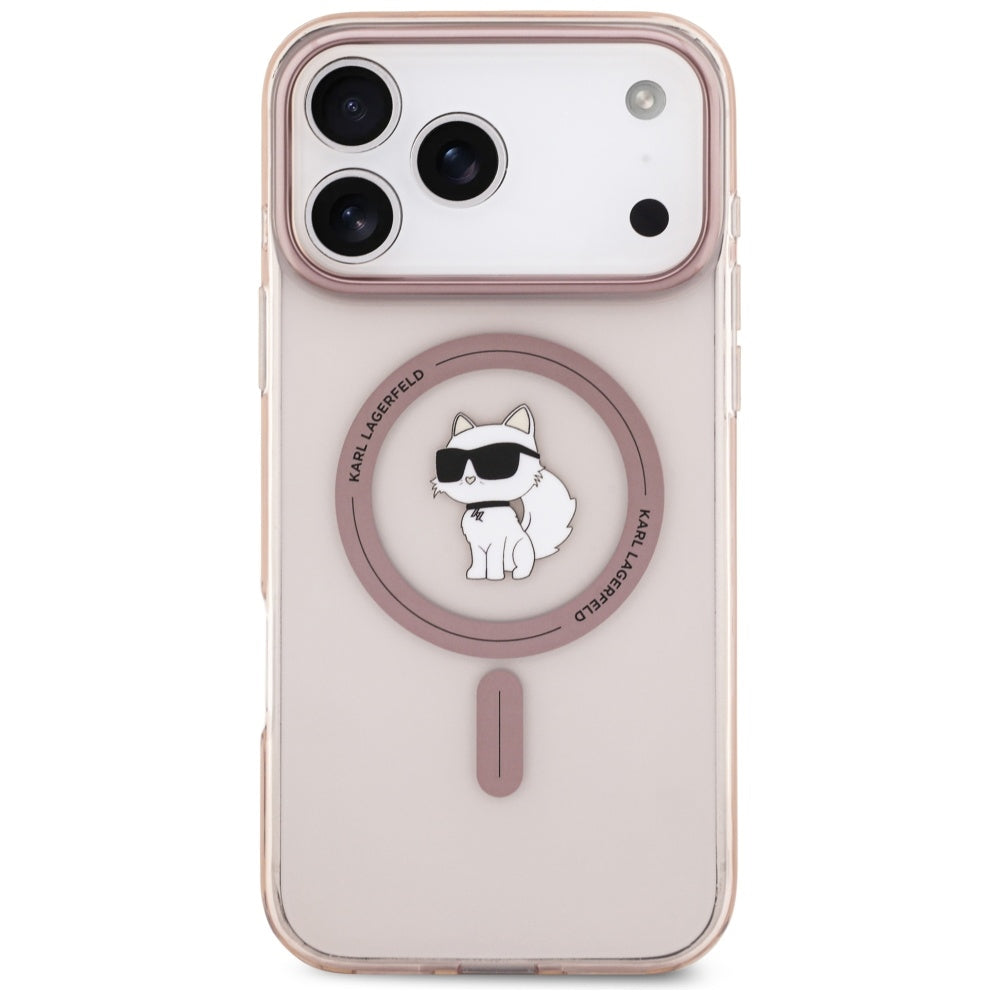 Husa MagSafe pentru Apple iPhone 17 Pro Max, Karl Lagerfeld, IML Choupette, Roz