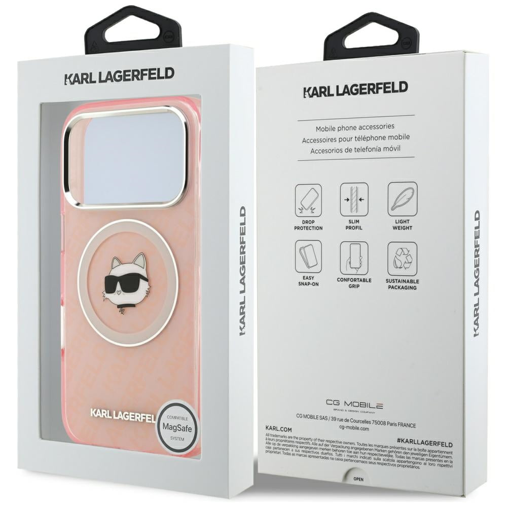 Husa MagSafe pentru Apple iPhone 17 Pro Max, Karl Lagerfeld, IML Choupette`s Head, Roz