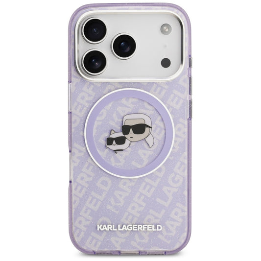 Husa MagSafe pentru Apple iPhone 17 Pro Max, Karl Lagerfeld, IML Glitter Karl & Choupette`s Heads, Mov