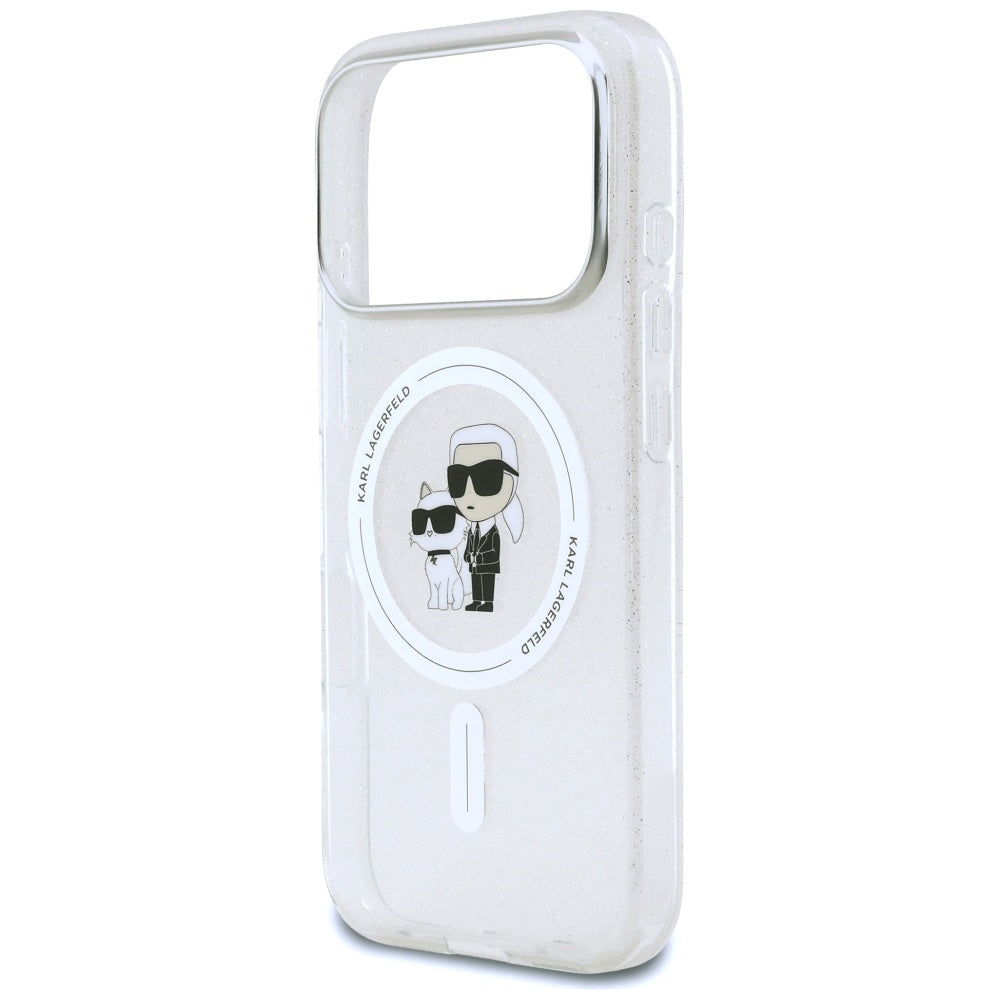 Husa MagSafe pentru Apple iPhone 17 Pro Max, Karl Lagerfeld, IML Glitter Karl & Choupette, Transparenta