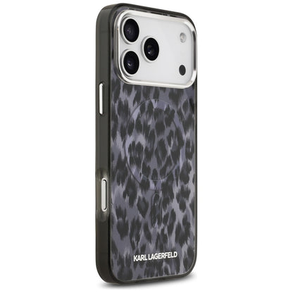 Husa MagSafe pentru Apple iPhone 17 Pro Max, Karl Lagerfeld, IML Leopard Pattern, Neagra