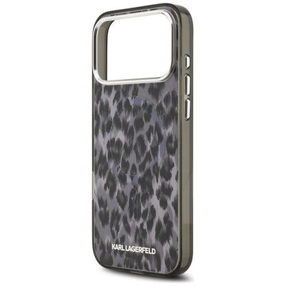 Husa MagSafe pentru Apple iPhone 17 Pro Max, Karl Lagerfeld, IML Leopard Pattern, Neagra