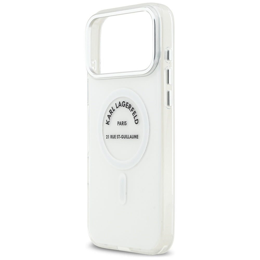 Husa MagSafe pentru Apple iPhone 17 Pro Max, Karl Lagerfeld, IML Logo RSG, Transparenta