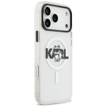 Husa MagSafe pentru Apple iPhone 17 Pro Max, Karl Lagerfeld, IML Sketch Logo Choupette, Transparenta