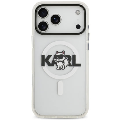 Husa MagSafe pentru Apple iPhone 17 Pro Max, Karl Lagerfeld, IML Sketch Logo Choupette, Transparenta