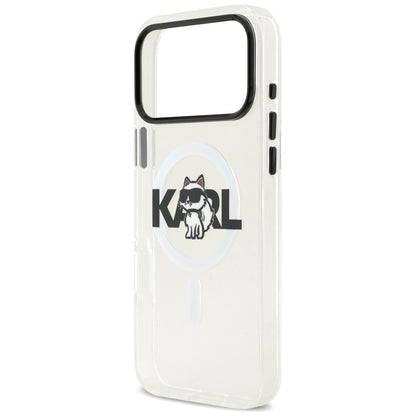 Husa MagSafe pentru Apple iPhone 17 Pro Max, Karl Lagerfeld, IML Sketch Logo Choupette, Transparenta