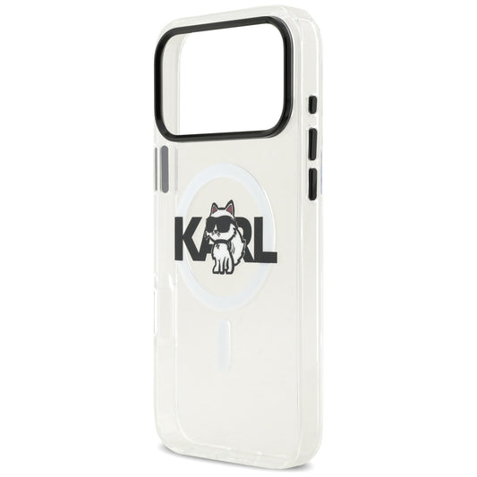 Husa MagSafe pentru Apple iPhone 17 Pro Max, Karl Lagerfeld, IML Sketch Logo Choupette, Transparenta