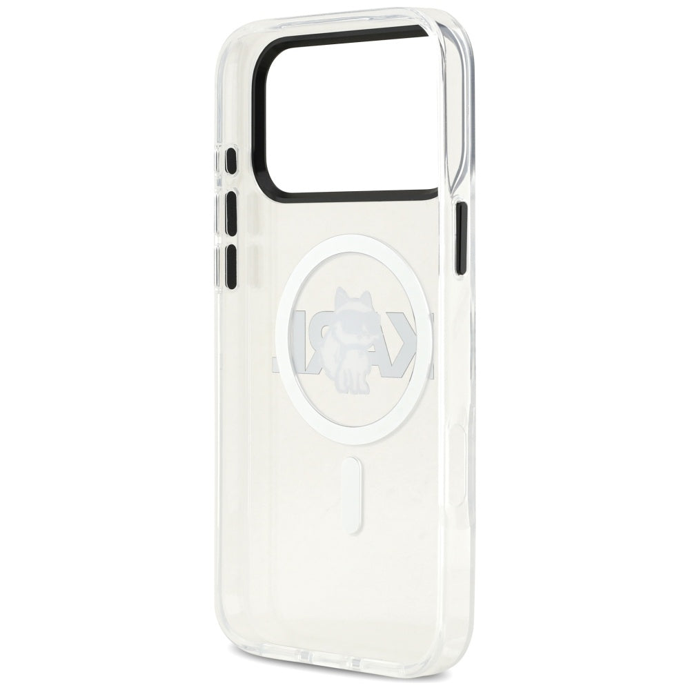 Husa MagSafe pentru Apple iPhone 17 Pro Max, Karl Lagerfeld, IML Sketch Logo Choupette, Transparenta