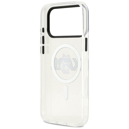 Husa MagSafe pentru Apple iPhone 17 Pro Max, Karl Lagerfeld, IML Sketch Logo Choupette, Transparenta
