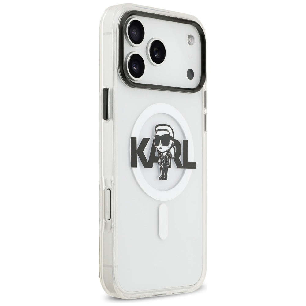 Husa MagSafe pentru Apple iPhone 17 Pro Max, Karl Lagerfeld, IML Sketch Logo Karl, Transparenta