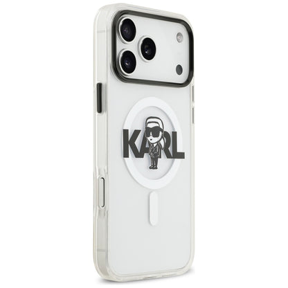 Husa MagSafe pentru Apple iPhone 17 Pro Max, Karl Lagerfeld, IML Sketch Logo Karl, Transparenta