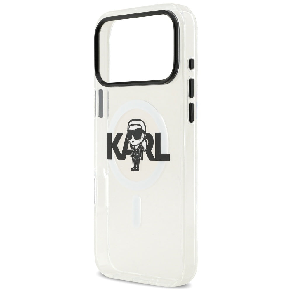 Husa MagSafe pentru Apple iPhone 17 Pro Max, Karl Lagerfeld, IML Sketch Logo Karl, Transparenta