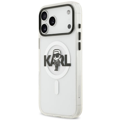 Husa MagSafe pentru Apple iPhone 17 Pro Max, Karl Lagerfeld, IML Sketch Logo Karl, Transparenta