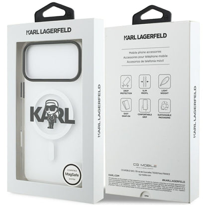Husa MagSafe pentru Apple iPhone 17 Pro Max, Karl Lagerfeld, IML Sketch Logo Karl, Transparenta