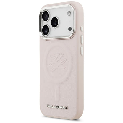 Husa MagSafe pentru Apple iPhone 17 Pro Max, Karl Lagerfeld, Initial & Metal Logo , Roz