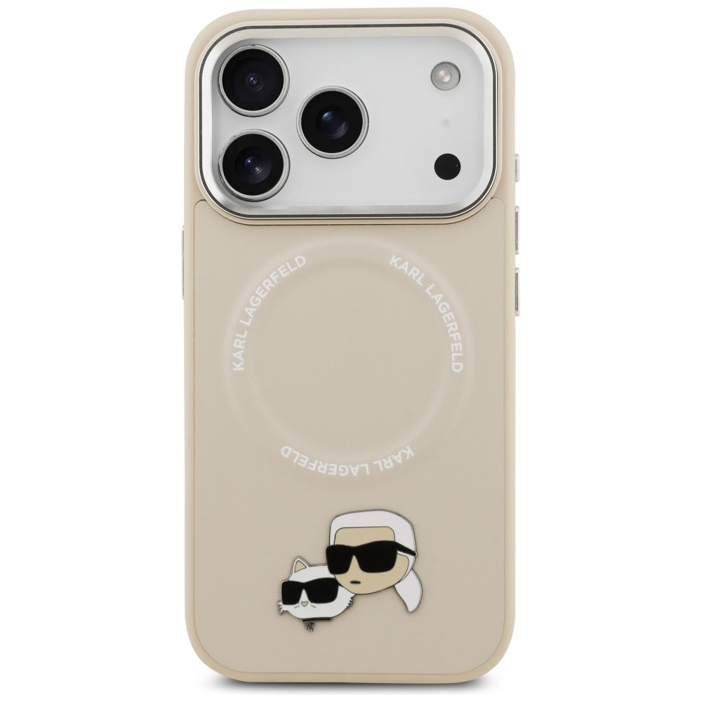 Husa MagSafe pentru Apple iPhone 17 Pro Max, Karl Lagerfeld, Karl & Choupette Pins, Bej