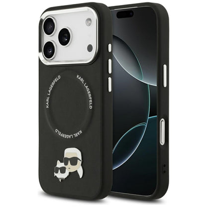 Husa MagSafe pentru Apple iPhone 17 Pro Max, Karl Lagerfeld, Karl & Choupette Pins, Neagra