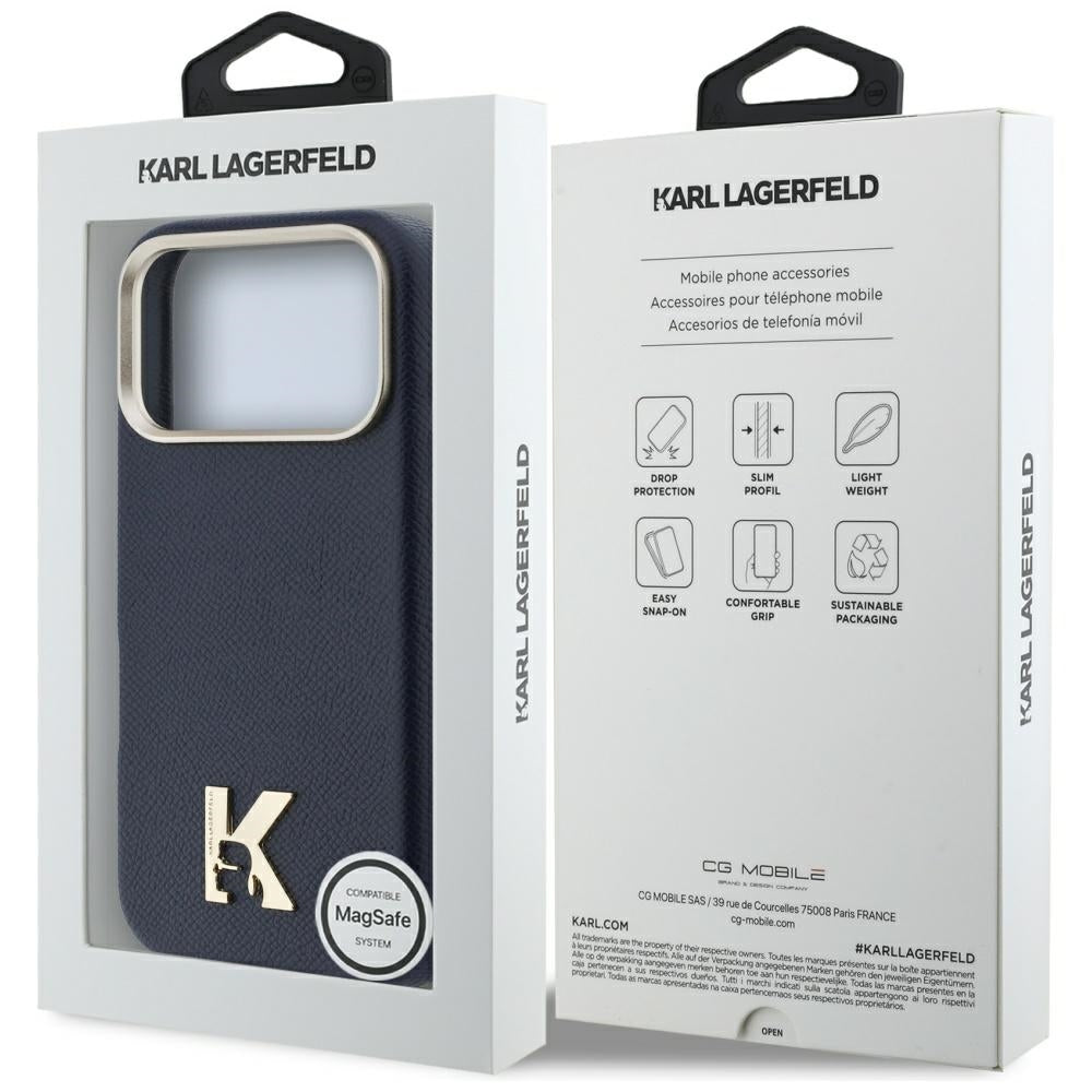 Husa MagSafe pentru Apple iPhone 17 Pro Max, Karl Lagerfeld, Karl Head Logo, Albastra