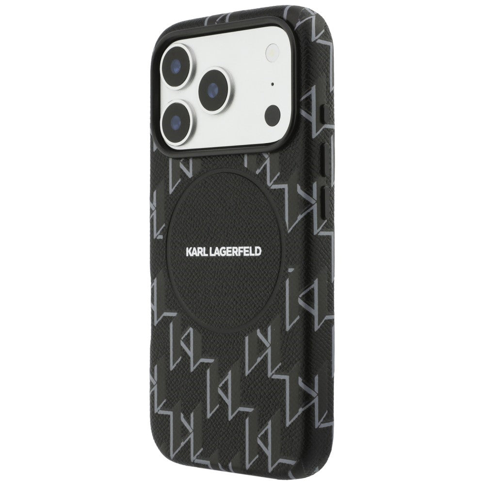 Husa MagSafe pentru Apple iPhone 17 Pro Max, Karl Lagerfeld, KL Monogram Logo, Neagra