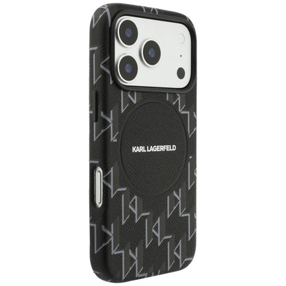 Husa MagSafe pentru Apple iPhone 17 Pro Max, Karl Lagerfeld, KL Monogram Logo, Neagra