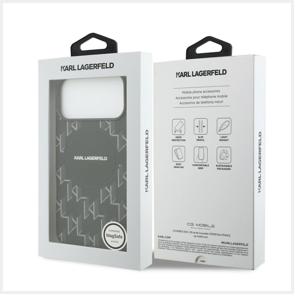 Husa MagSafe pentru Apple iPhone 17 Pro Max, Karl Lagerfeld, KL Monogram Logo, Neagra