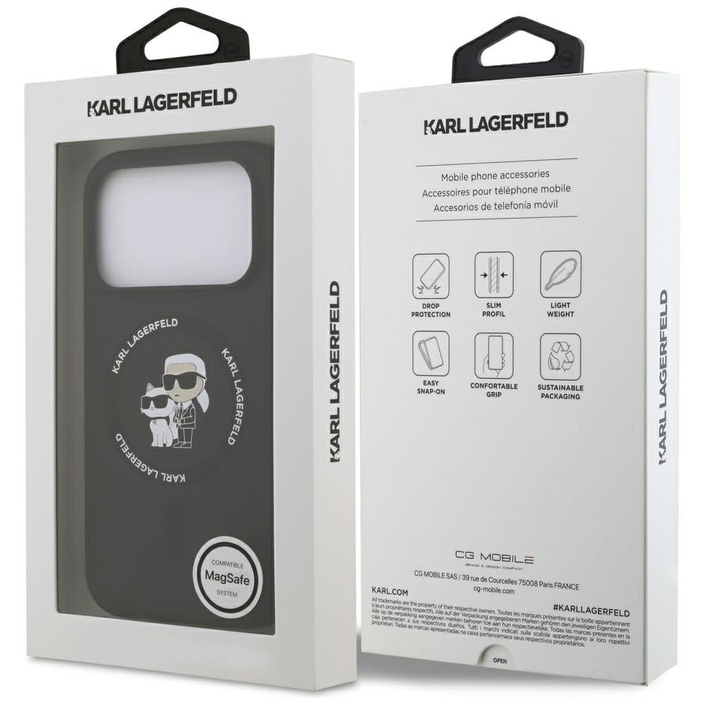Husa MagSafe pentru Apple iPhone 17 Pro Max, Karl Lagerfeld, Ring Karl & Choupette, Neagra