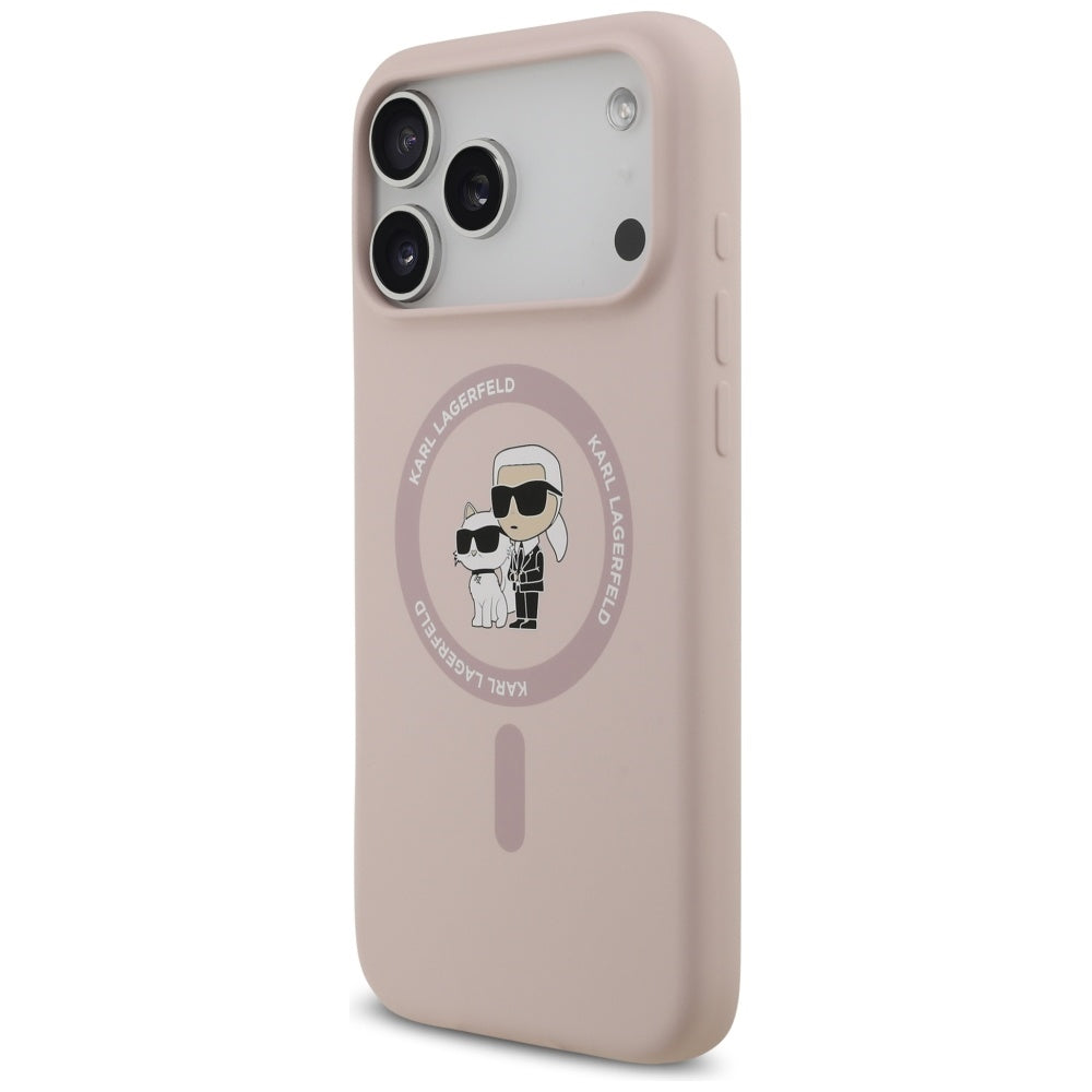 Husa MagSafe pentru Apple iPhone 17 Pro Max, Karl Lagerfeld, Ring Karl & Choupette, Roz
