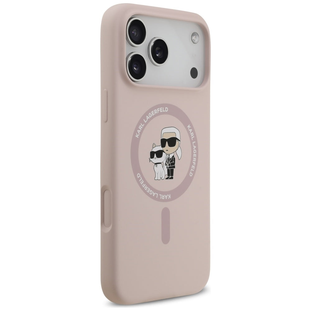 Husa MagSafe pentru Apple iPhone 17 Pro Max, Karl Lagerfeld, Ring Karl & Choupette, Roz