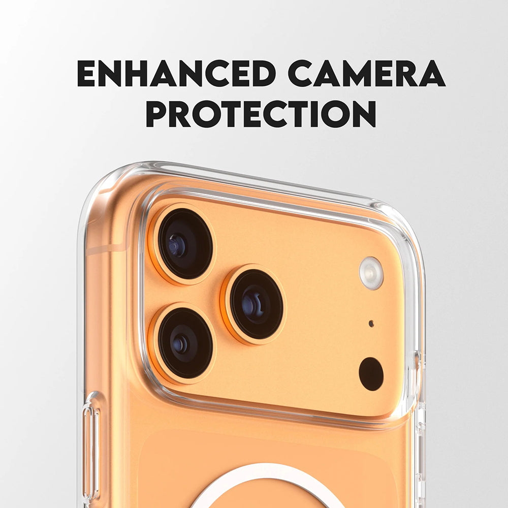 Husa MagSafe pentru Apple iPhone 17 Pro Max, PanzerGlass, Care Feature Kickstand, Transparenta Alba