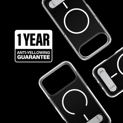 Husa MagSafe pentru Apple iPhone 17 Pro Max, PanzerGlass, Care Feature Kickstand, Transparenta Alba