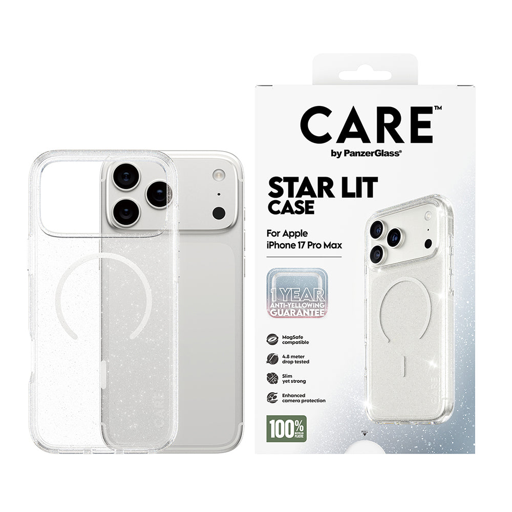 Husa MagSafe pentru Apple iPhone 17 Pro Max, PanzerGlass, Care Urban Explorer Star Lit, Transparenta Alba