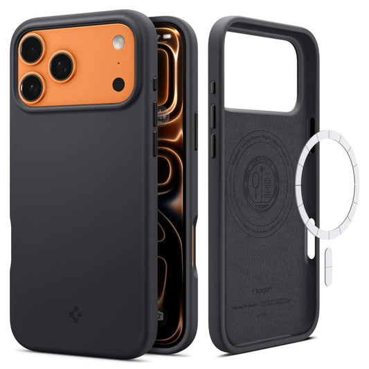 Husa MagSafe pentru Apple iPhone 17 Pro Max, Spigen, Silicone Fit, Neagra