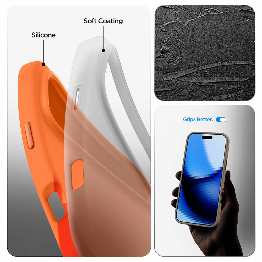 Husa MagSafe pentru Apple iPhone 17 Pro Max, Spigen, Silicone Fit, Portocalie ACS11378