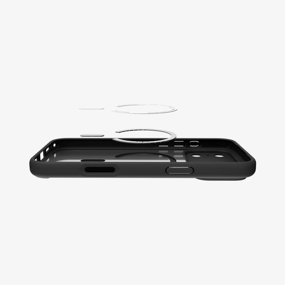 Husa MagSafe pentru Apple iPhone 17 Pro Max, Spigen, Ultra Hybrid, Neagra Portocalie Satinata