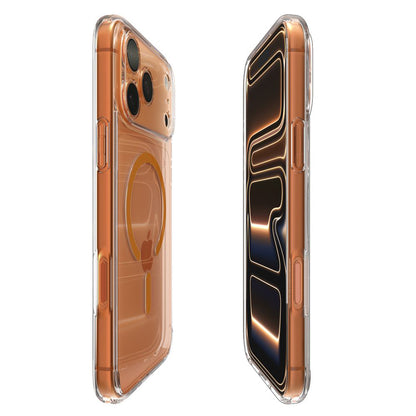 Husa MagSafe pentru Apple iPhone 17 Pro Max, Spigen, Ultra Hybrid, Transparenta Portocalie