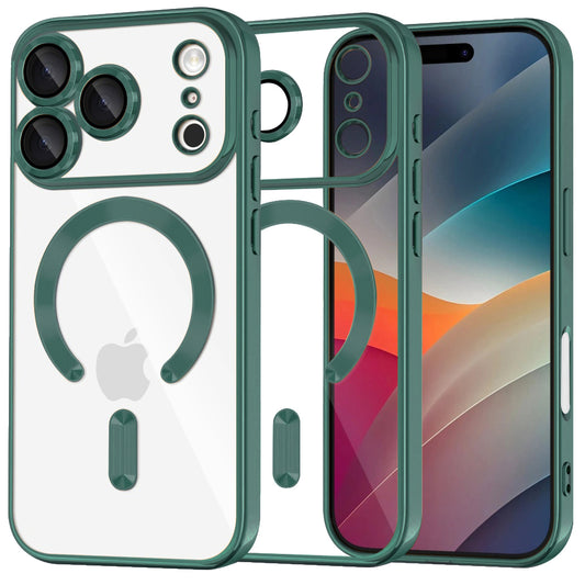 Husa MagSafe pentru Apple iPhone 17 Pro Max, Techsuit, Luxury Crystal, Verde Inchis