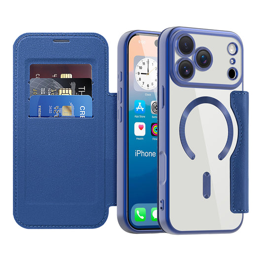 Husa MagSafe pentru Apple iPhone 17 Pro Max, Techsuit, SmartMag Book, Albastra