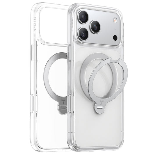Husa MagSafe pentru Apple iPhone 17 Pro Max, Torras, Ostand Spin, Transparenta