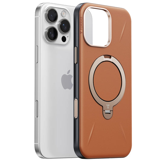 Husa MagSafe pentru Apple iPhone 17 Pro Max, Torras, QPRO Leather, Maro