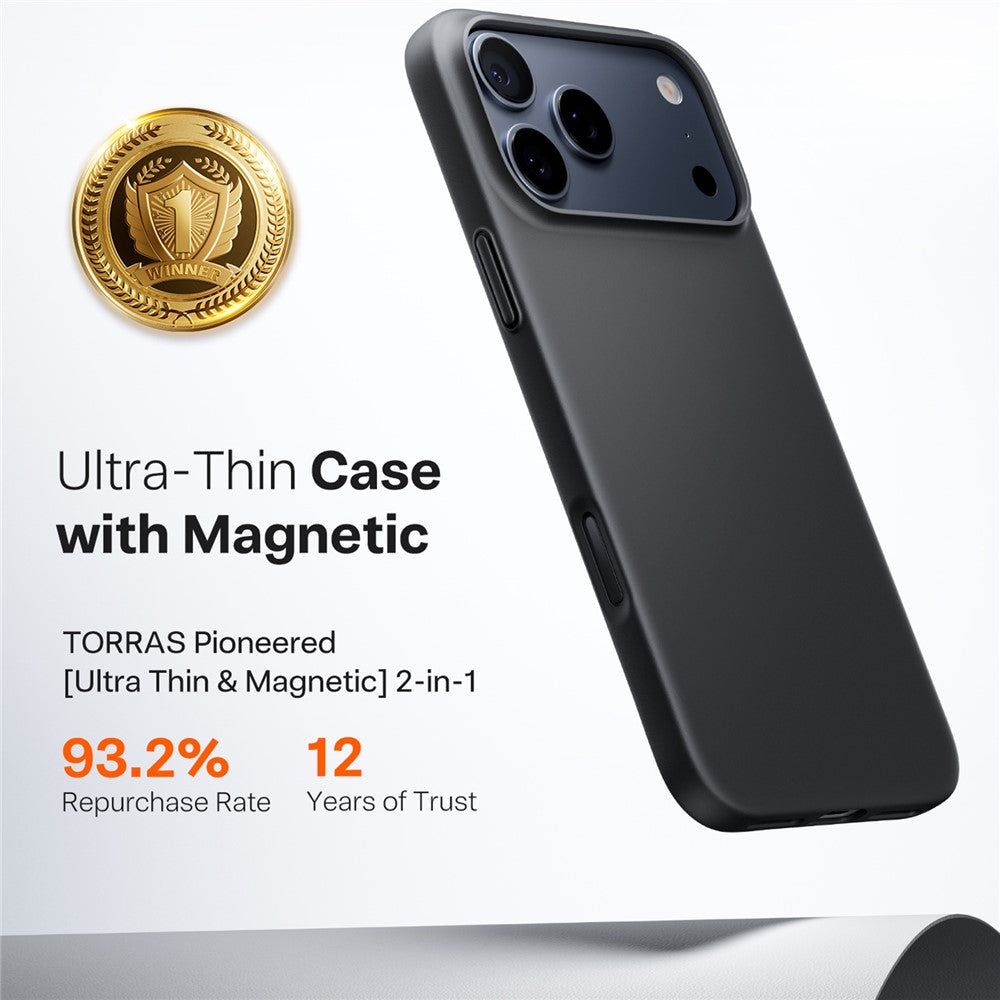 Husa MagSafe pentru Apple iPhone 17 Pro Max, Torras, SlimFit, Neagra