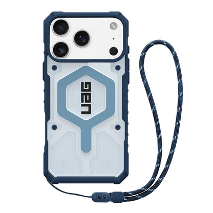Husa MagSafe pentru Apple iPhone 17 Pro Max, Urban Armor Gear, Pathfinder Clear with Lanyard, Albastra