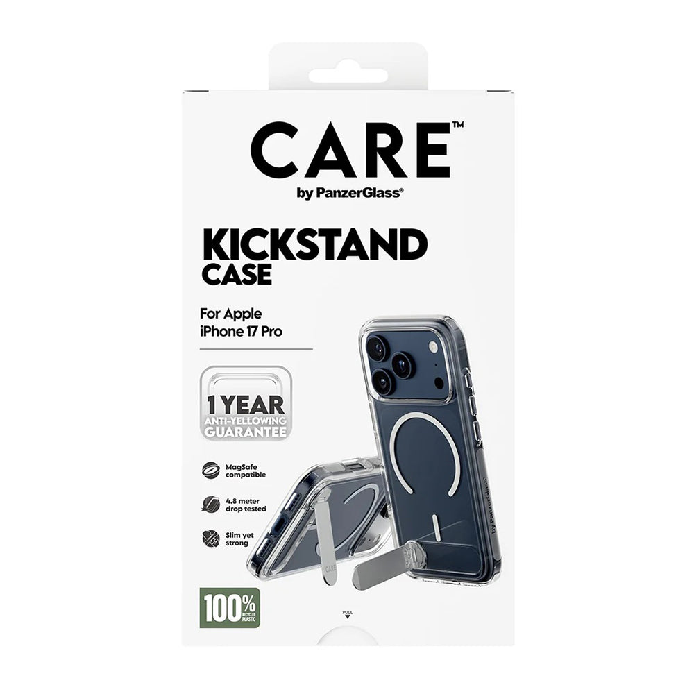 Husa MagSafe pentru Apple iPhone 17 Pro, PanzerGlass, Care Feature Kickstand, Transparenta