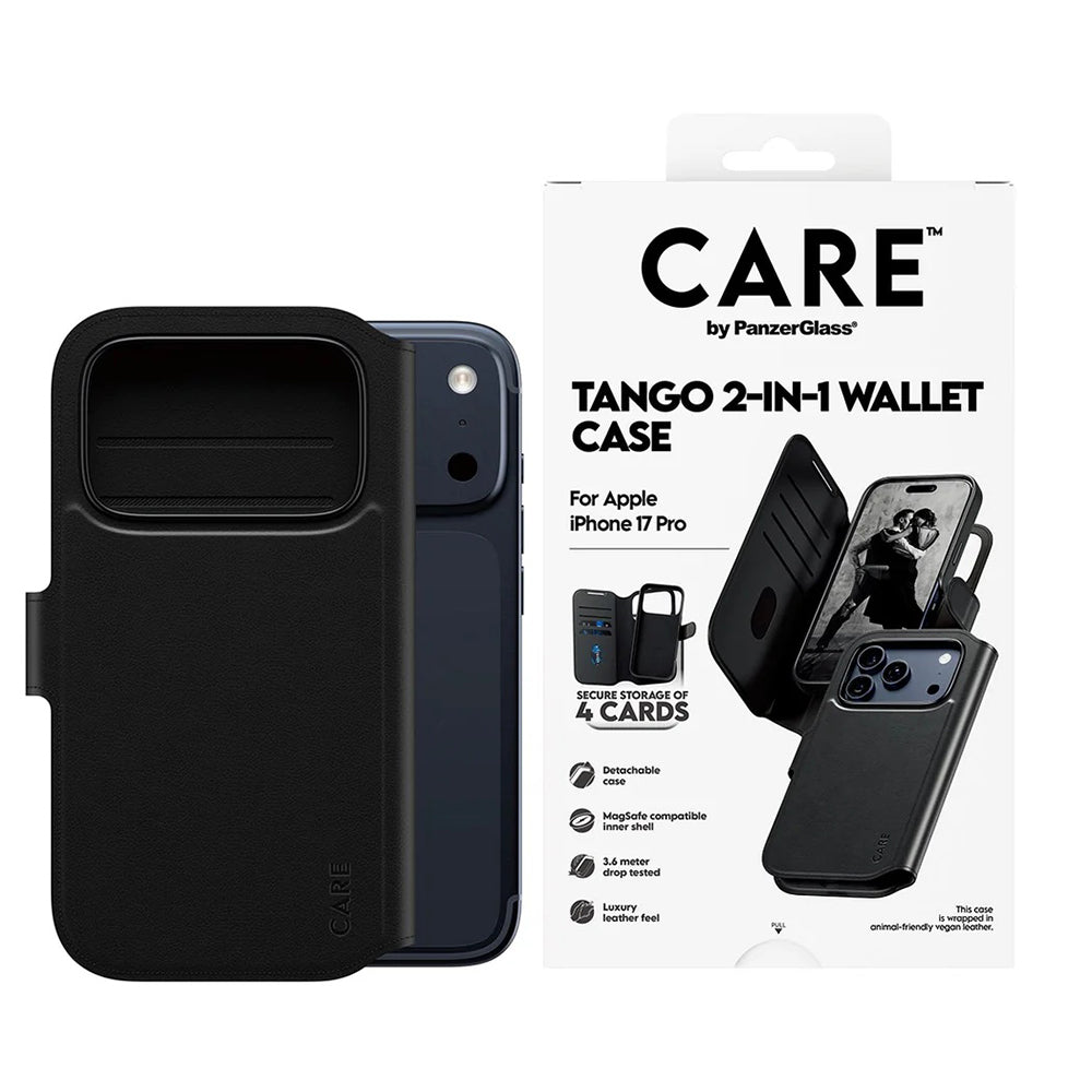 Husa MagSafe pentru Apple iPhone 17 Pro, PanzerGlass, Care Feature Tango Two-in-One, Neagra