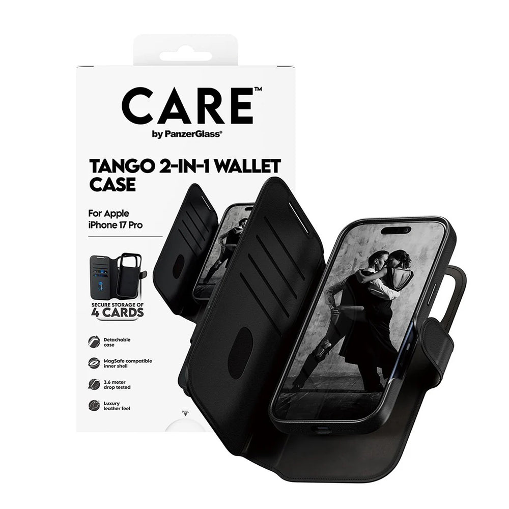 Husa MagSafe pentru Apple iPhone 17 Pro, PanzerGlass, Care Feature Tango Two-in-One, Neagra