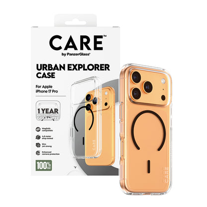 Husa MagSafe pentru Apple iPhone 17 Pro, PanzerGlass, Care Urban Explorer, Transparenta Neagra