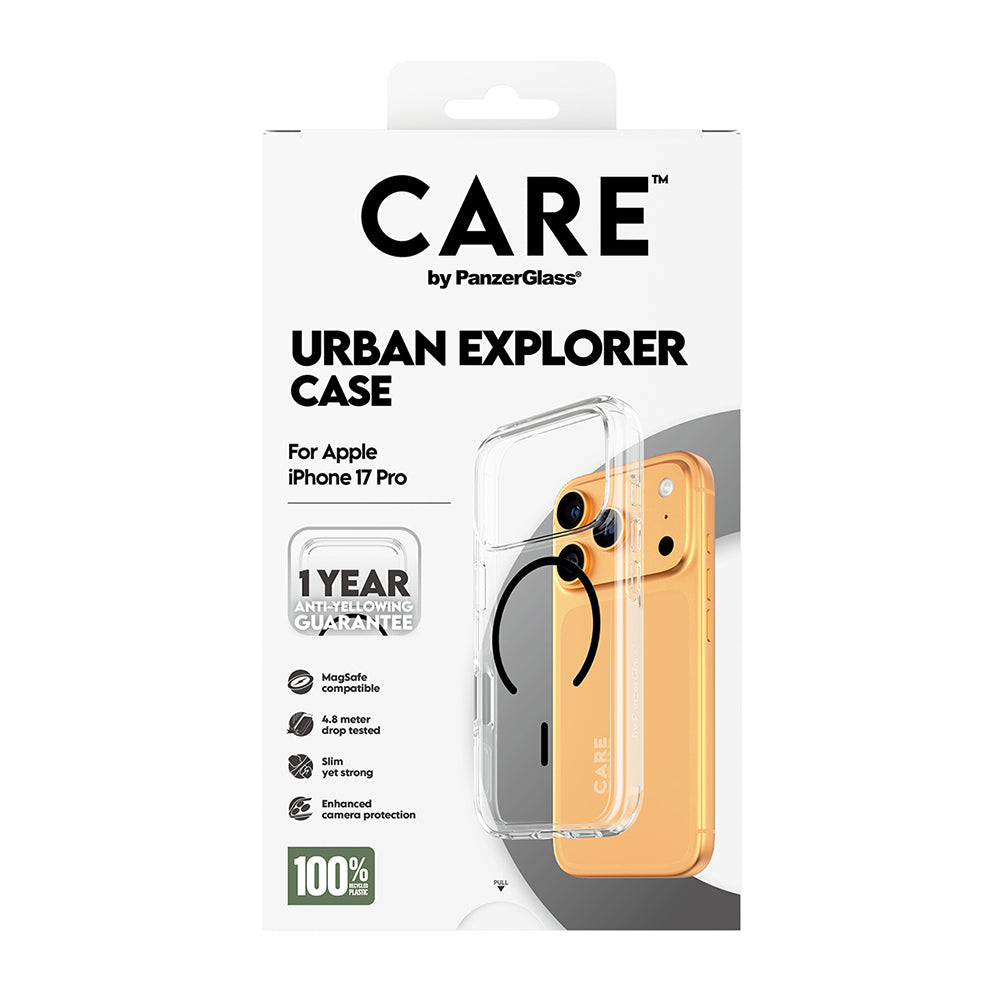 Husa MagSafe pentru Apple iPhone 17 Pro, PanzerGlass, Care Urban Explorer, Transparenta Neagra