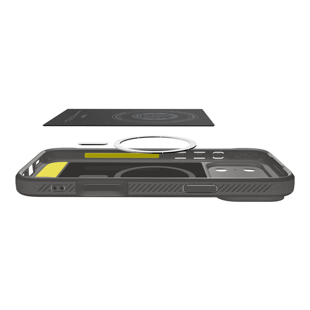Husa MagSafe pentru Apple iPhone 17 Pro, Spigen, Rugged Armor, Gri