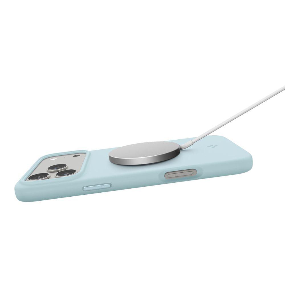 Husa MagSafe pentru Apple iPhone 17 Pro, Spigen, Silicone Fit, Bleu